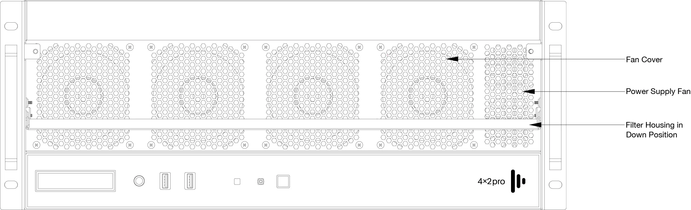 4x2pro front (grill down) labelled