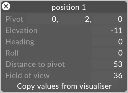 Camera 1 position config