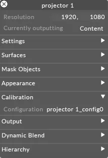 Projector config editor selecting the configuration tab