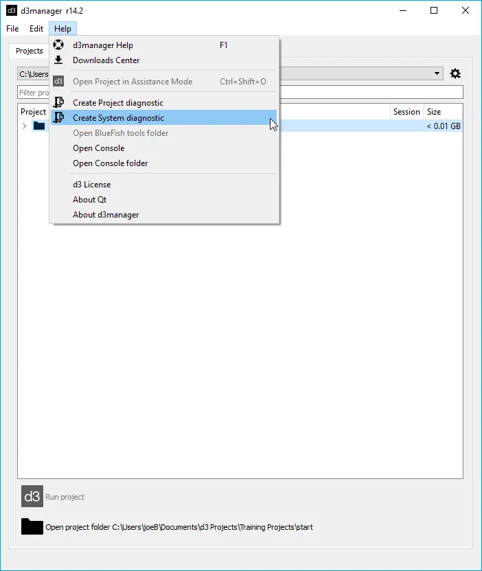 Create system diagnostic