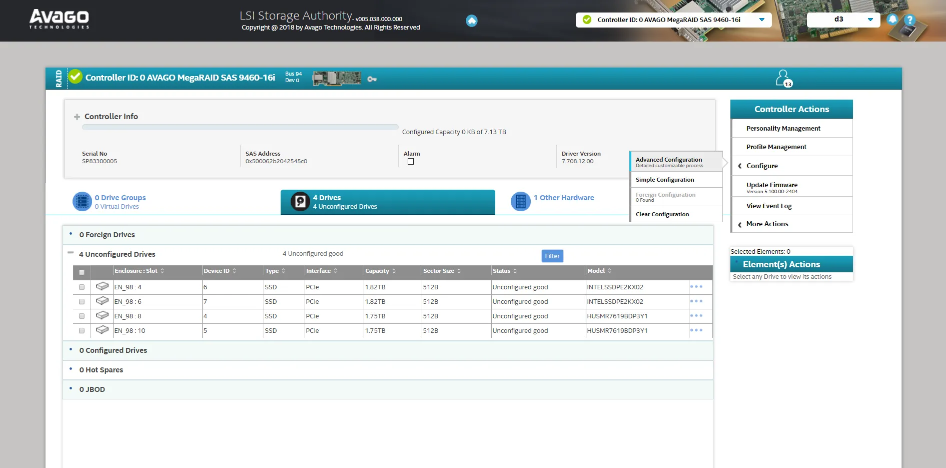 Creating a RAID advanced configuration