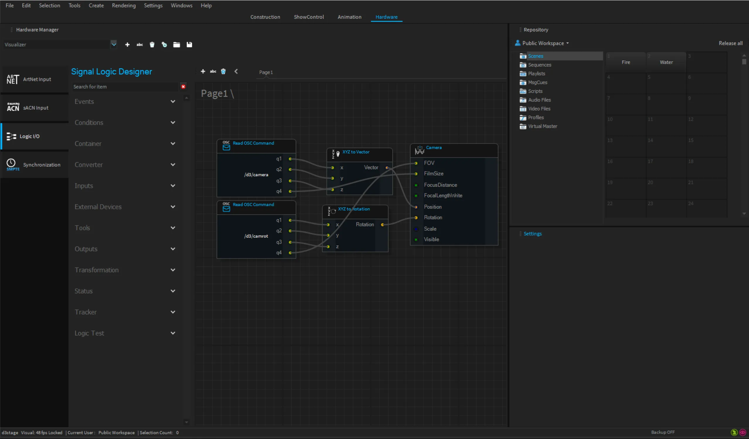 Depence Logic I/O setup