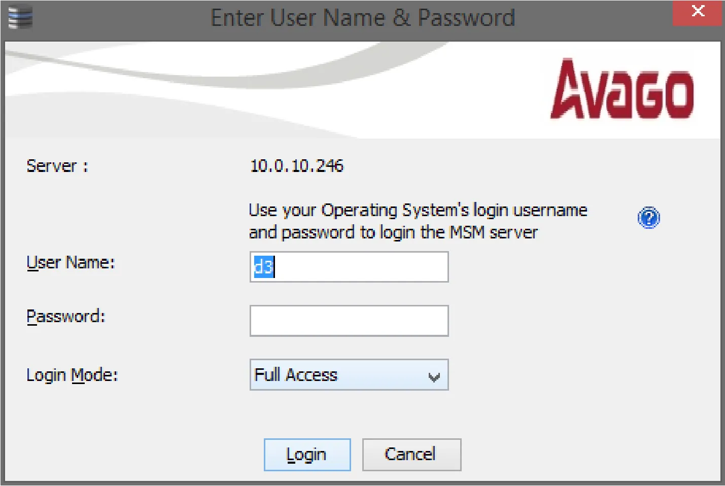 Enter username and password