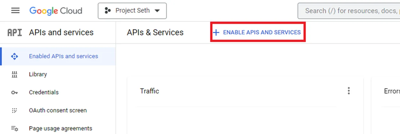 Enable APIs and services