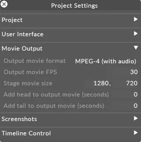 Movie output settings