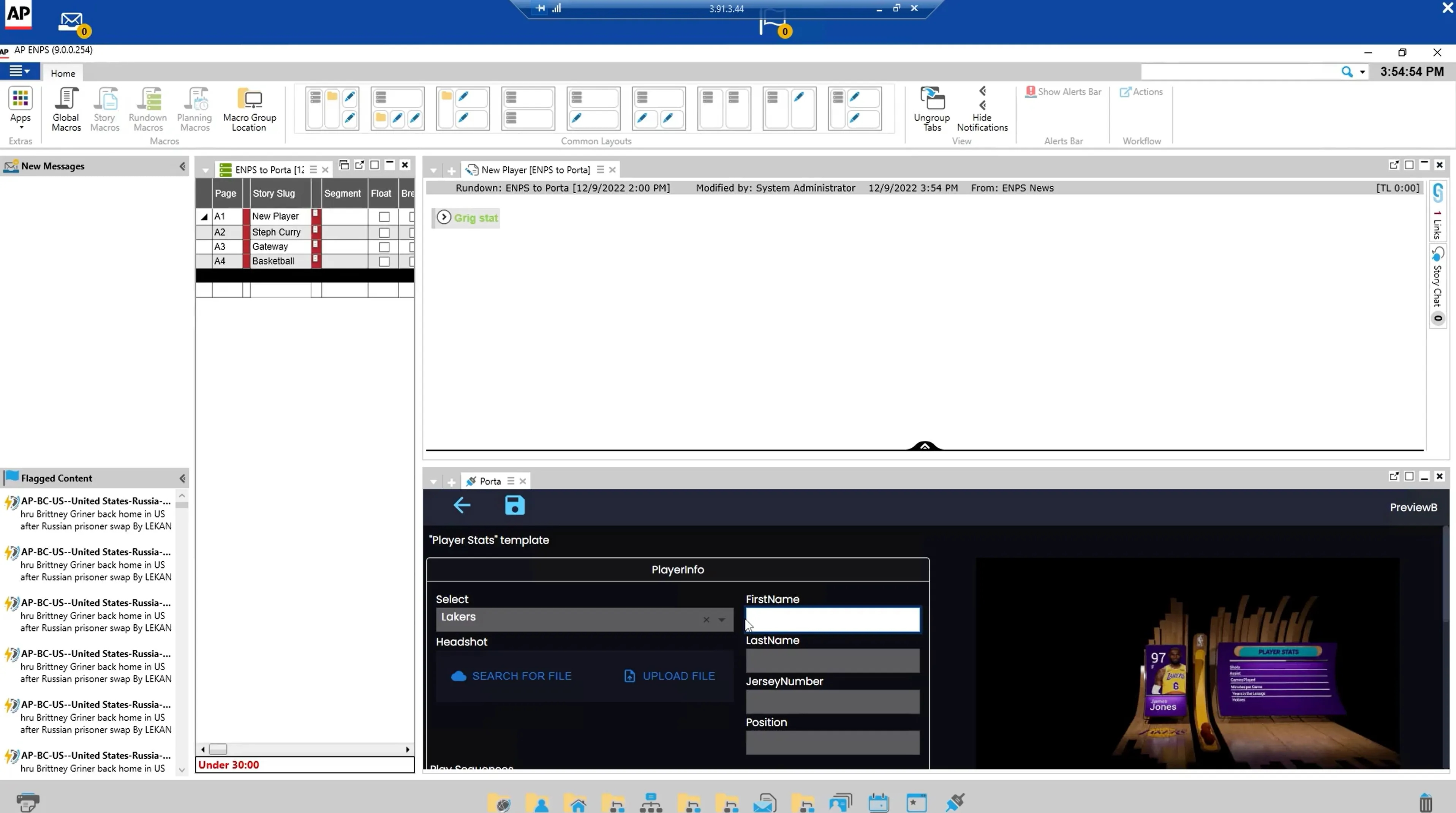 Newsroom Computer System (NRCS) Integration via MOS Gateway