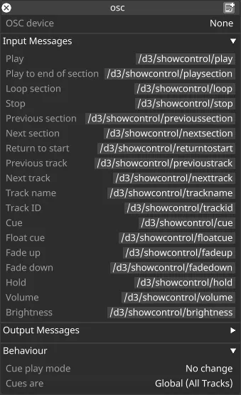 Default OSC Event Transport Inputs