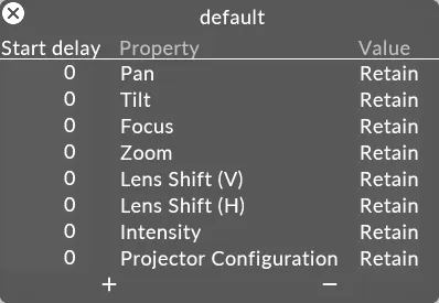 Projector control recall preset