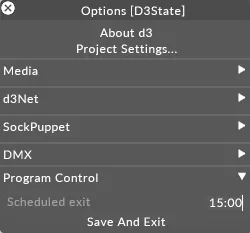 Quitting using the Program Settings menu