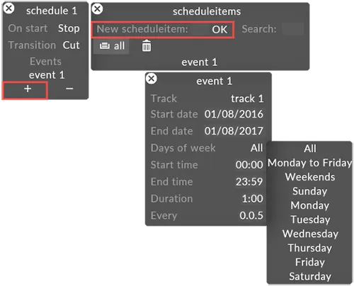 Schedule item editor