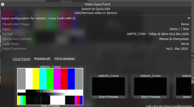 Video Input Patch Editor